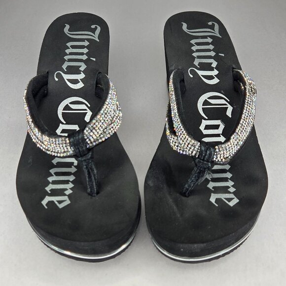 NWT Juicy Couture Women's Unwind Platform Rhinestone Wedge Sandals - Picture 1 of 8